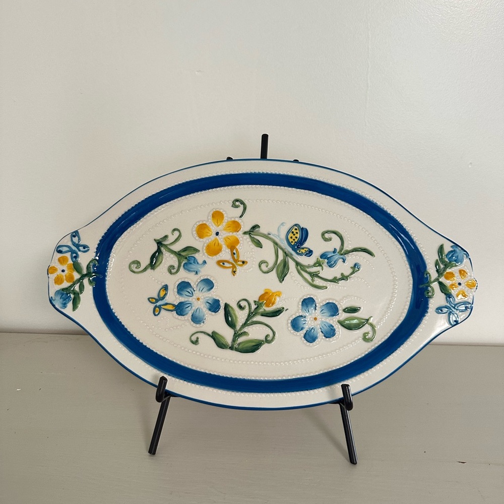 Temp-tations by Tara Butterfly Garden 15"  X 9” Platter